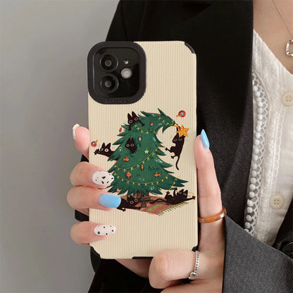 Christmas Cat Tree Phone Cases for IPhone 11 Case 14 Pro Max 15 Pro Max IPhone Case for IPhone 13