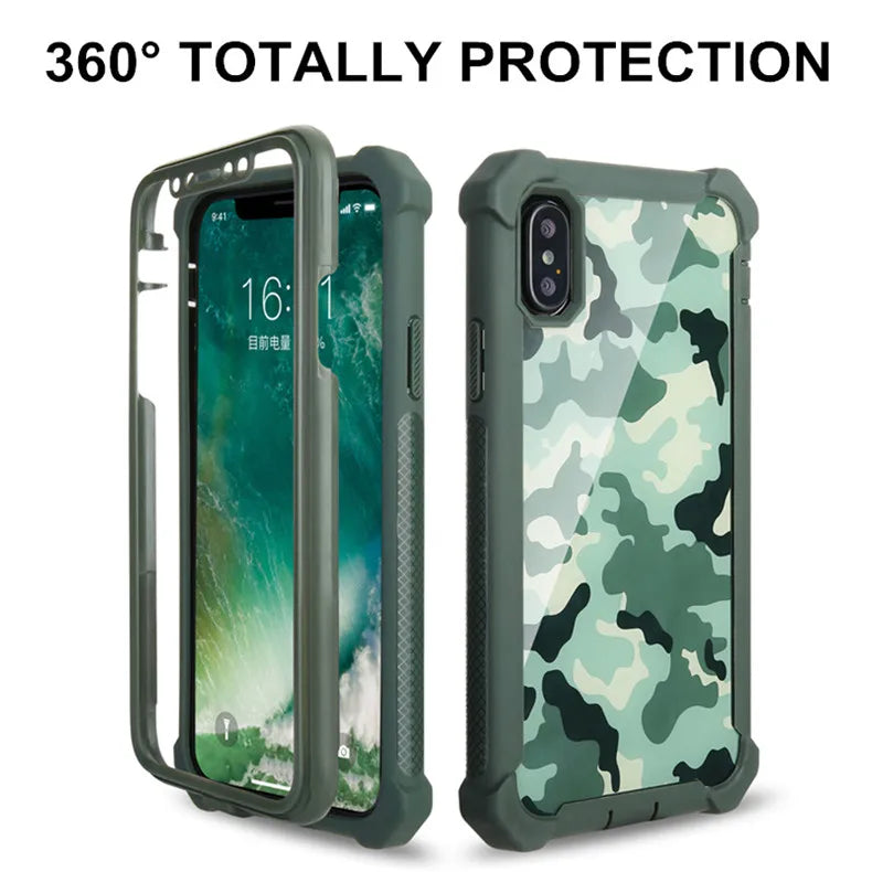 Heavy Duty Protection Urban Doom Armor PC+TPU Case for iPhone 16 15 14 13 12 11 Pro Max Plus Transparent Shockproof Cover