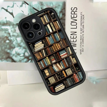 Book Shelf Creative Pattern Silicone Phone Case For iPhone 16 Pro Max Cases iPhone 15 14 13 12 11 XS Max X XR 7 8 Plus 16E Cover
