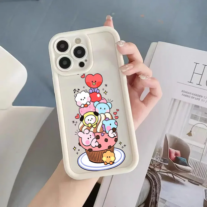 K-POP phone case FUNDA Phone Case For iPhone 16 12 13 14 Fashion 15 Pro Max Plus B-BT21S Lens Circle