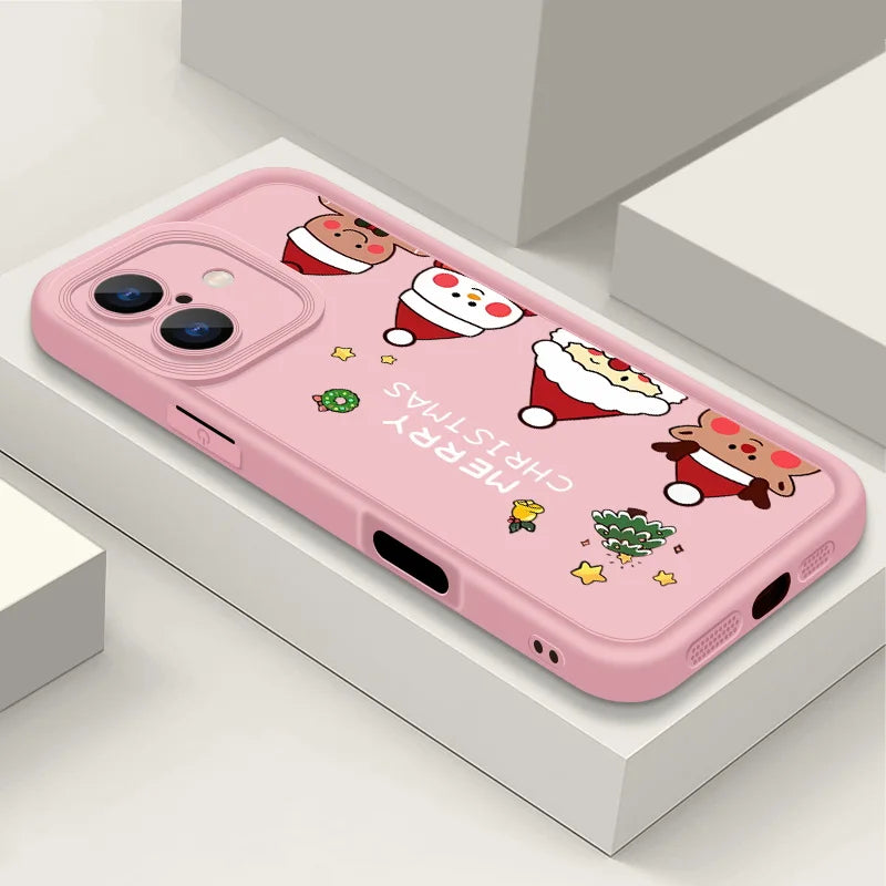 Merry Christmas Phone Case For iPhone 16e 16 Pro Max 15 14 Plus 13 12 Pro Max 11 Soft TPU Silicone Back Cover New Year Gift