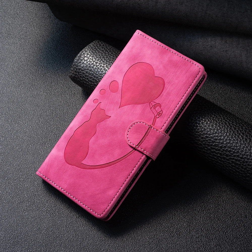 i Phone 17 Flip Case for Coque iPhone 15 16 14 13 12 11 Pro Max iPhon 15 Plus Cases Cute Cat Butterfly Leather Wallet Back Cover