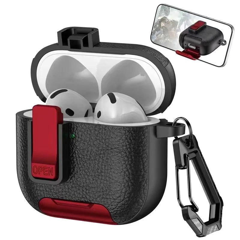 Can be used in mobile phone holders For AirPods Pro 3 Case Shockproof Protective Cover For AirPods 1 2 3 4 Pro Leather Bracket