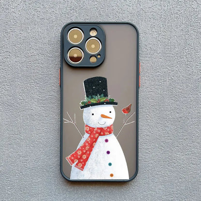 Luxury Cartoon Christmas Phone Cases for IPhone 11 12 13 Mini Pro Max 14 15 16 Pro Max Plus XS XR X Simple Santa Shockproof Case