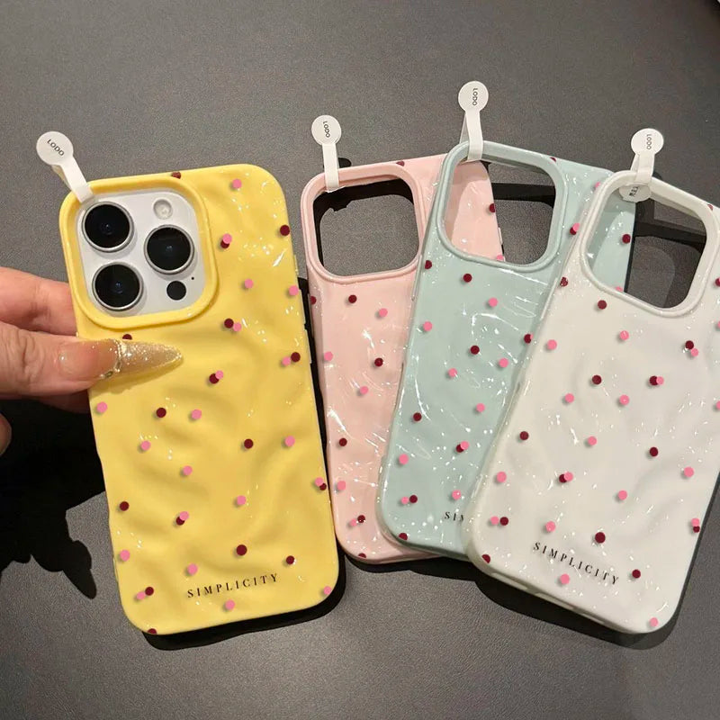 Love Polka Dot Texture Phone Case For iPhone 15 16 17 Pro Max Cases for iPhone 13 14 12 11 Pro 16 Plus 17 Air Shockproof Cover