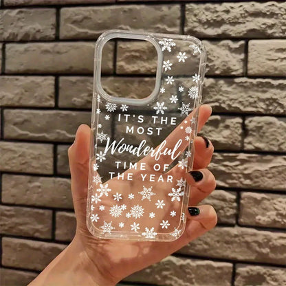 Christmas Cute Snowflakes Aesthetic Clear Phone Case Cover for iPhone 17 16 11 12 13 14 15 Pro Max XR XS X 7 8 Plus 17 Air Cases