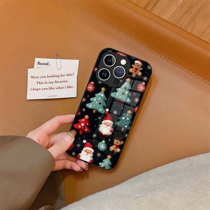 Christmas Phone Case Tempered Glass For iPhone 16 15 13 14 12 11 Pro XS Max Plus Mini SE2020 Coque