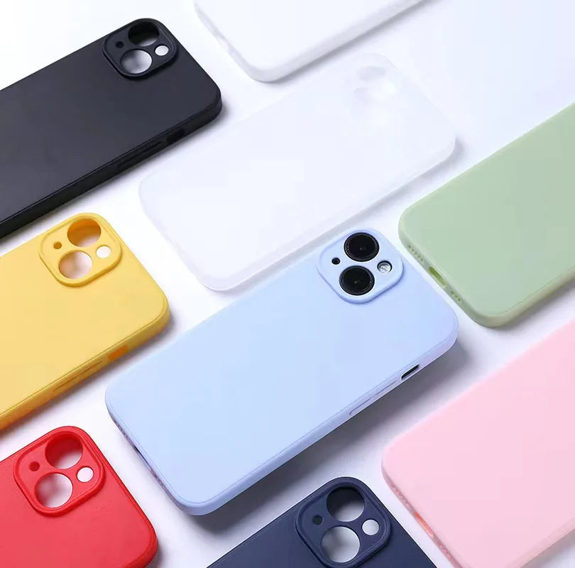 Liquid Silicone Phone Case for iphone 13 mini 14 15 Pro Max 15 Plus Candy Color Soft Back Cover Cases