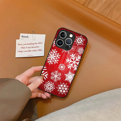 Christmas Phone Case Tempered Glass For iPhone 16 15 13 14 12 11 Pro XS Max Plus Mini SE2020 Coque
