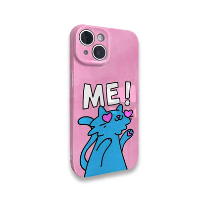 Funny Love Pink Cat Phone Case for IPHONE 16 15PRO MAX 14 13 12 11 PRO 14 Plus XR XS Acrylic TPU Two in One Mobile Phone Cases