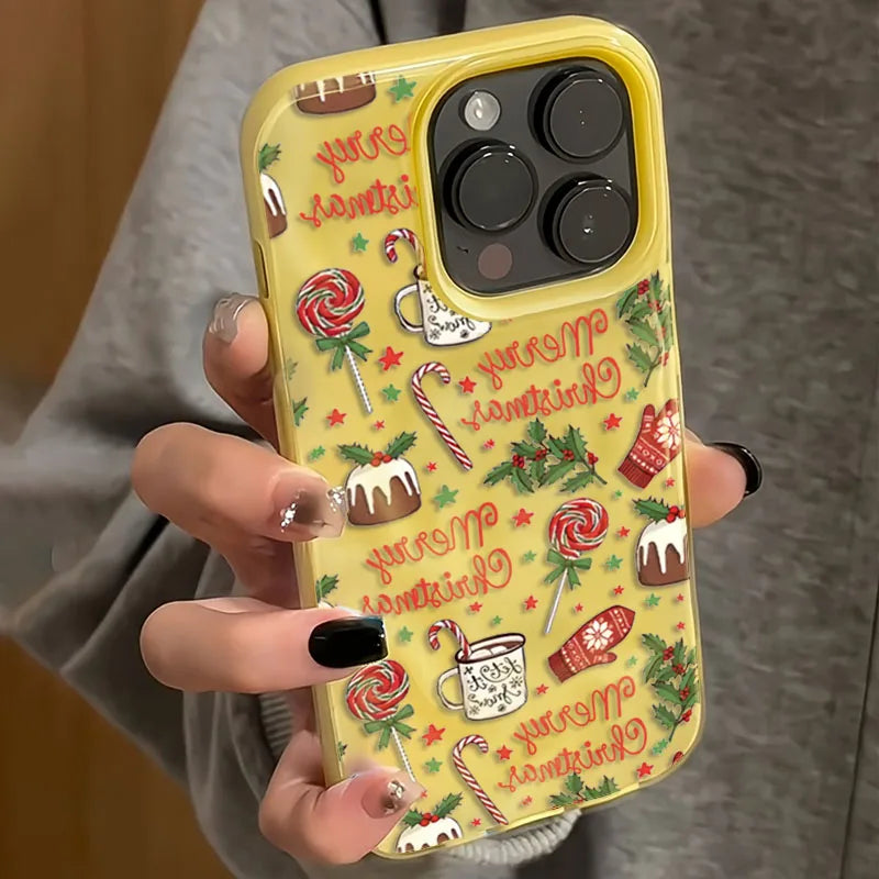 Christmas cake lollipop red Stars Phone Cases for iPhone 11 12 13 14 15 16 17 Pro Max Air Plus Shockproof Soft TPU Cover Case