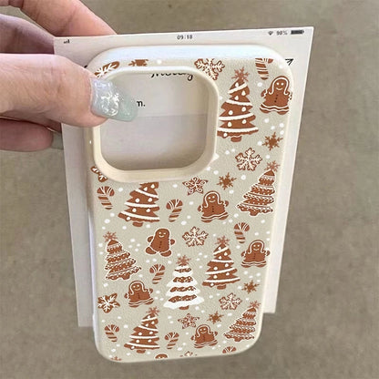 Christmas Phone Case For iPhone 17 11 13 12 15 14 16 Pro Max XS XR X 7 8 Plus 17 Air Snowman Christmas Tree Lychee Texture Cover