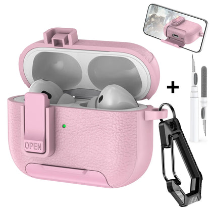 for AirPods Pro 3 Case with Phone Stand&Safety Lock Shockproof Protective Cover with Cleaner Kit for Women Men for AirPods Pro 3
