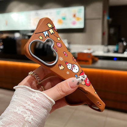 Christmas Snowman Phone Case For Magsafe For iPhone 16 15 Pro Max 14 Plus 13 12 Pro Max 11 Luxury Leather Texture Soft TPU Cover