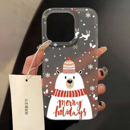 Christmas Cartoon Cute Phone Case For iPhone 11 Case iPhone 13 12 14 15 16 Pro Max Plus 12 13Mini Shockproof Soft Silicone Cover