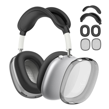 4 in 1 Silicone + TPU Clear Cover Case Shockproof Ear Pad Ear Cups Headband Cover Ear Cushion/Ear Muff Protector for AirPods Max