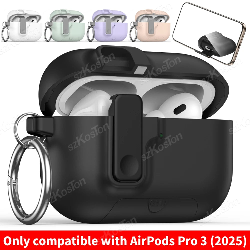 Protective Case with Phone Stand Only for AirPods Pro 3 (2025) Automatic Snap Secure Lock Cover for Airpods Pro 3 Accessories