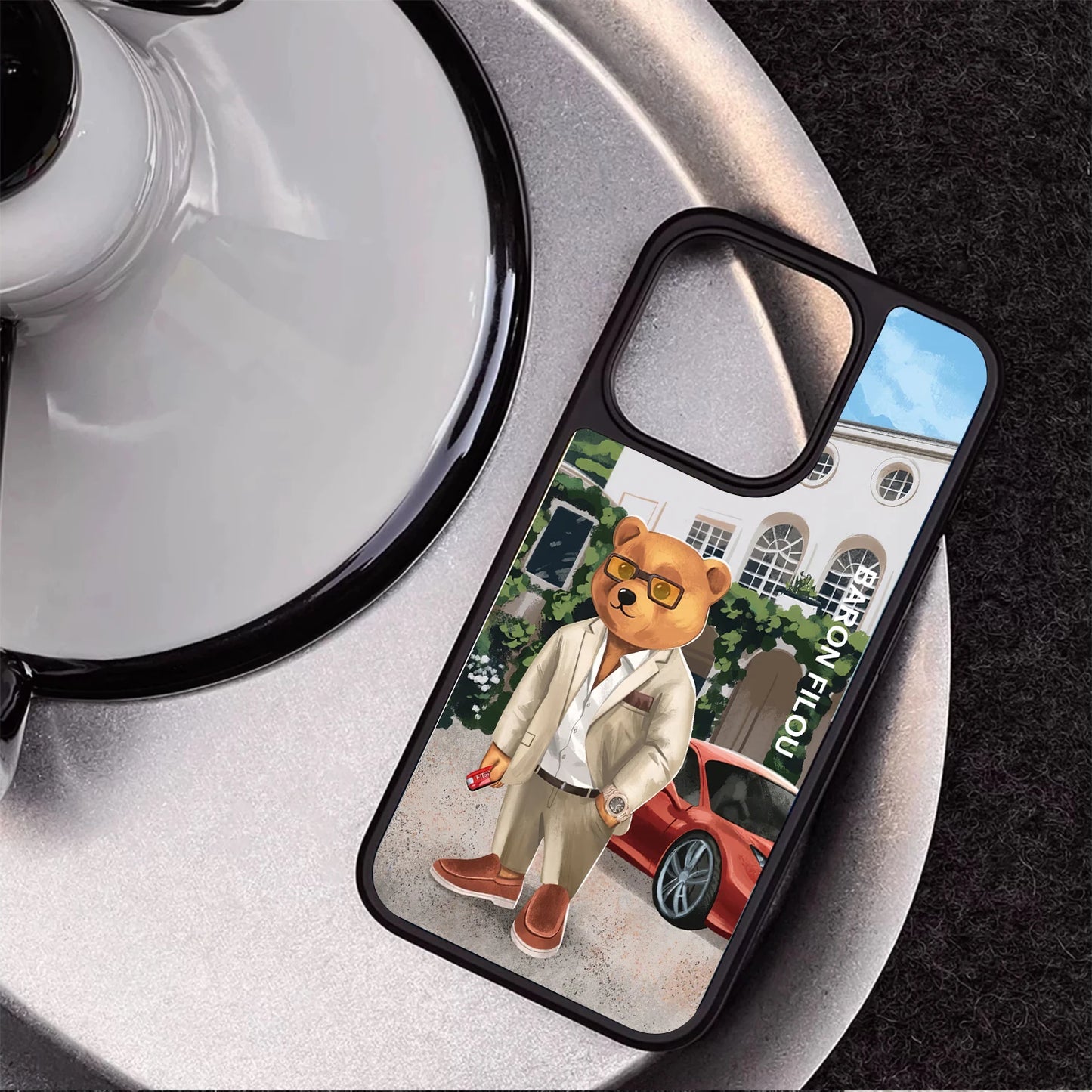 BARON FILOU bear phone case for iphone 16 15 14 13 12 11 pro max plus cover Luxury car fashion  funda sport Skiing cases carcasa
