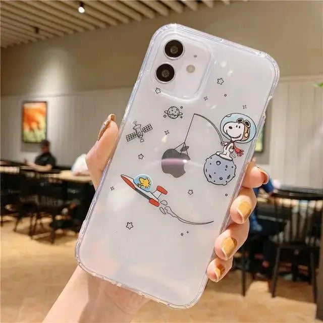 Cute Snoopy Phone Case for Iphone 17 16 15 Pro Max 11 12 13 14 Pro Max 16 14 Plus 12 13 Mini 17 Pro Clear Transparent Soft Cover