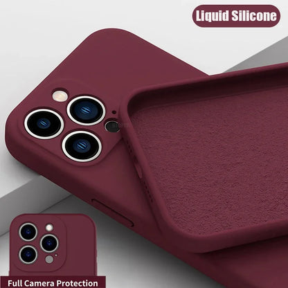 Luxury Silicone Antiskid Phone Case For iPhone 17 Air 16 15 14 13 11 12 Pro Max 16 Plus Shockproof Full Lens Protection Cover