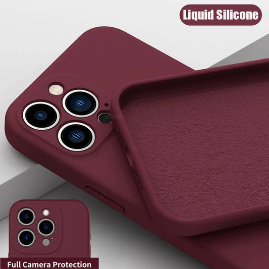 Luxury Silicone Antiskid Phone Case For iPhone 17 Air 16 15 14 13 11 12 Pro Max 16 Plus Shockproof Full Lens Protection Cover