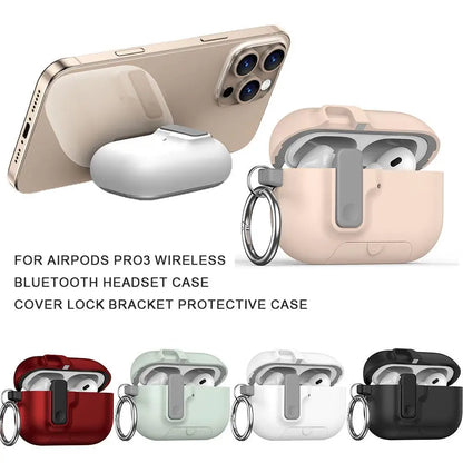 Phone Stand Case for Airpods Pro 3 Security Lock Cover Shockproof TPU+PC Headphone Fundas for AirPods Pro3 Pro 3rd Gen