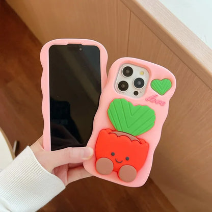 Phone Cases Cute  Soft  Silicone 3D Potted stand for IPhone16  12 13 14 15 Pro Max Shatterproof  Cover Cartoon Protective Shell