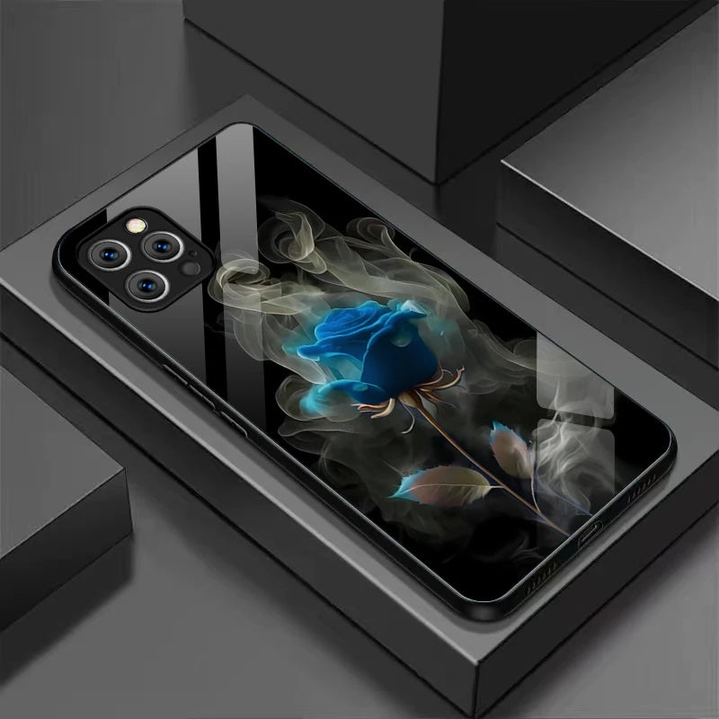 Suitable For [iPhone 11 12 13 14 15 16 Pro Max Plus Mini] Glass Phone Case Cover,Protect Soft Cover Cases