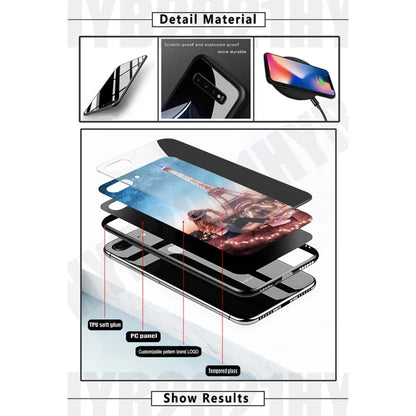 Suitable For [iPhone 11 12 13 14 15 16 Pro Max Plus Mini] Glass Phone Case Cover,Protect Soft Cover Cases