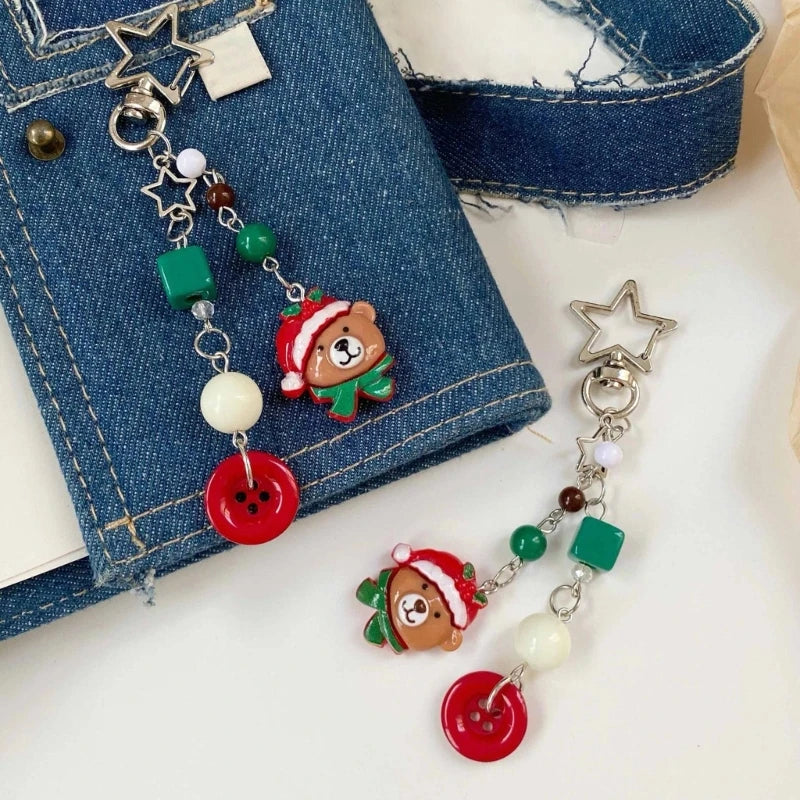 Christmas Themed Phone Strap Handmade Beaded Keychain Pendant for Fashion Lovers Drop Shipping
