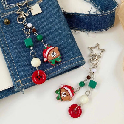 Christmas Themed Phone Strap Handmade Beaded Keychain Pendant for Fashion Lovers Drop Shipping