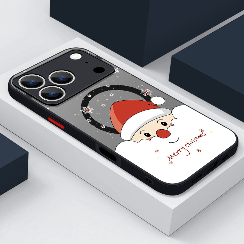 Christmas Pattern Magnetic Phone Case For iPhone Air 16e 17 16 15 Pro Max 14 13 12 Pro 11 16 Plus Shockproof Acrylic Matte Cover