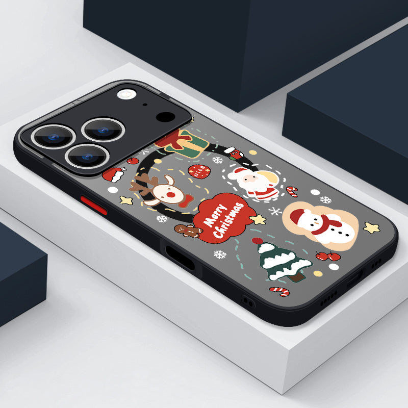 Christmas Pattern Magnetic Phone Case For iPhone Air 16e 17 16 15 Pro Max 14 13 12 Pro 11 16 Plus Shockproof Acrylic Matte Cover